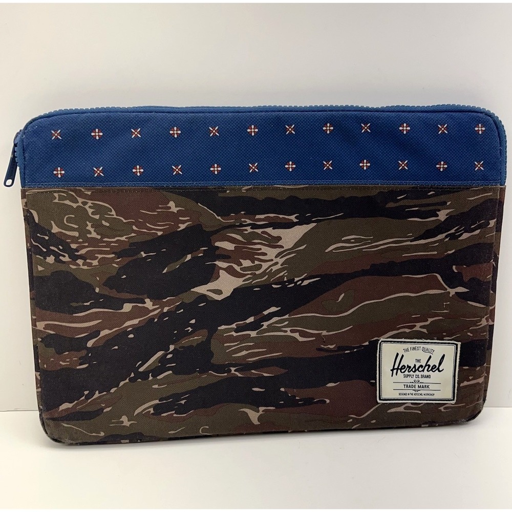 HERSCHEL Laptop Tablet Sleeve Case 11"X15" Tiger Camo Hyde Anchor Fleece‎ Padded